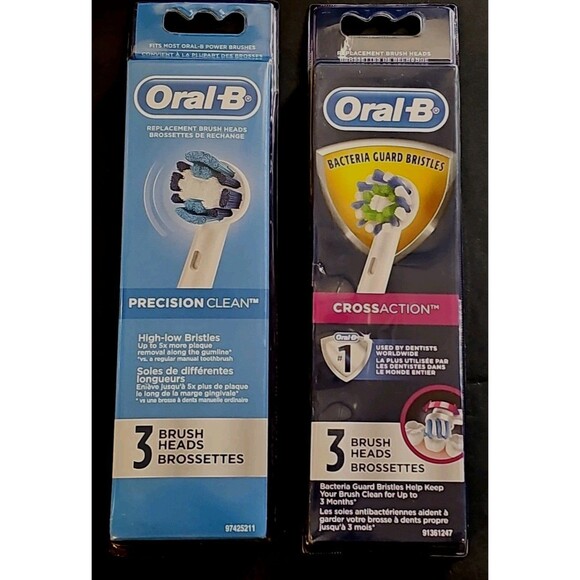 6 ORAL-B Replacement Toothbrush Teeth Tooth Brush Heads 2 - 3Packs (2 Diff Types - Picture 1 of 5